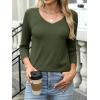 imageANRABESS Womens 34 Length Sleeve Top V Neck Summer TShirts Basic Tee 2025 Fall Casual Loose Fit Tunic Shirts Work BlouseArmy Green