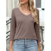 imageANRABESS Womens 34 Length Sleeve Top V Neck Summer TShirts Basic Tee 2025 Fall Casual Loose Fit Tunic Shirts Work BlouseBrown