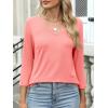 imageANRABESS Womens 34 Length Sleeve Top V Neck Summer TShirts Basic Tee 2025 Fall Casual Loose Fit Tunic Shirts Work BlouseCoral
