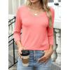 imageANRABESS Womens 34 Length Sleeve Top V Neck Summer TShirts Basic Tee 2025 Fall Casual Loose Fit Tunic Shirts Work BlouseCoral