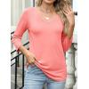 imageANRABESS Womens 34 Length Sleeve Top V Neck Summer TShirts Basic Tee 2025 Fall Casual Loose Fit Tunic Shirts Work BlouseCoral
