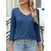 imageANRABESS Womens 34 Length Sleeve Top V Neck Summer TShirts Basic Tee 2025 Fall Casual Loose Fit Tunic Shirts Work BlouseDark Blue