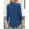 imageANRABESS Womens 34 Length Sleeve Top V Neck Summer TShirts Basic Tee 2025 Fall Casual Loose Fit Tunic Shirts Work BlouseDark Blue