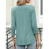 imageANRABESS Womens 34 Length Sleeve Top V Neck Summer TShirts Basic Tee 2025 Fall Casual Loose Fit Tunic Shirts Work BlouseGray Green