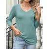 imageANRABESS Womens 34 Length Sleeve Top V Neck Summer TShirts Basic Tee 2025 Fall Casual Loose Fit Tunic Shirts Work BlouseGray Green