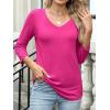 imageANRABESS Womens 34 Length Sleeve Top V Neck Summer TShirts Basic Tee 2025 Fall Casual Loose Fit Tunic Shirts Work BlouseHot Pink