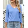 imageANRABESS Womens 34 Length Sleeve Top V Neck Summer TShirts Basic Tee 2025 Fall Casual Loose Fit Tunic Shirts Work BlouseLight Blue