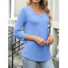 imageANRABESS Womens 34 Length Sleeve Top V Neck Summer TShirts Basic Tee 2025 Fall Casual Loose Fit Tunic Shirts Work BlouseLight Blue