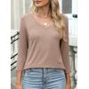 imageANRABESS Womens 34 Length Sleeve Top V Neck Summer TShirts Basic Tee 2025 Fall Casual Loose Fit Tunic Shirts Work BlouseLight Brown