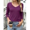 imageANRABESS Womens 34 Length Sleeve Top V Neck Summer TShirts Basic Tee 2025 Fall Casual Loose Fit Tunic Shirts Work BlousePurple