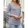 imageANRABESS Womens 34 Length Sleeve Top V Neck Summer TShirts Basic Tee 2025 Fall Casual Loose Fit Tunic Shirts Work BlouseSliver Gray