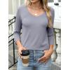 imageANRABESS Womens 34 Length Sleeve Top V Neck Summer TShirts Basic Tee 2025 Fall Casual Loose Fit Tunic Shirts Work BlouseSliver Gray