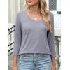 imageANRABESS Womens 34 Length Sleeve Top V Neck Summer TShirts Basic Tee 2025 Fall Casual Loose Fit Tunic Shirts Work BlouseSliver Gray