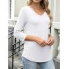 imageANRABESS Womens 34 Length Sleeve Top V Neck Summer TShirts Basic Tee 2025 Fall Casual Loose Fit Tunic Shirts Work BlouseWhite