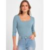 imageANRABESS Womens 34 Sleeve Scoop Neck Tops Ribbed Knit Slim Fitted Casual Basic Tee Shirts 2025 Fall Trendy Going Out TShirtGrey Blue