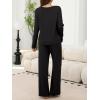 imageANRABESS Womens Fleece Pajama Sets 2 Piece Outfits Matching Lounge Set Casual Ribbed Knit Long Sleeve Pj 2025 Fall SleepwearBlack