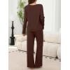 imageANRABESS Womens Fleece Pajama Sets 2 Piece Outfits Matching Lounge Set Casual Ribbed Knit Long Sleeve Pj 2025 Fall SleepwearDark Brown