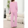 imageANRABESS Womens Fleece Pajama Sets 2 Piece Outfits Matching Lounge Set Casual Ribbed Knit Long Sleeve Pj 2025 Fall SleepwearPink