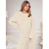imageANRABESS Womens Fuzzy Fleece Pajama Set 2 Piece Outfits Lounge Cozy Knit Sweater Pj Sets 2025 Fall Winter Loungewear ClothesBeige