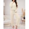 imageANRABESS Womens Fuzzy Fleece Pajama Set 2 Piece Outfits Lounge Cozy Knit Sweater Pj Sets 2025 Fall Winter Loungewear ClothesBeige
