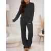imageANRABESS Womens Fuzzy Fleece Pajama Set 2 Piece Outfits Lounge Cozy Knit Sweater Pj Sets 2025 Fall Winter Loungewear ClothesBlack