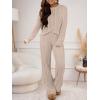 imageANRABESS Womens Fuzzy Fleece Pajama Set 2 Piece Outfits Lounge Cozy Knit Sweater Pj Sets 2025 Fall Winter Loungewear ClothesLight Khaki