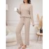 imageANRABESS Womens Fuzzy Fleece Pajama Set 2 Piece Outfits Lounge Cozy Knit Sweater Pj Sets 2025 Fall Winter Loungewear ClothesLight Khaki