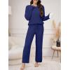 imageANRABESS Womens Fuzzy Fleece Pajama Set 2 Piece Outfits Lounge Cozy Knit Sweater Pj Sets 2025 Fall Winter Loungewear ClothesNavy Blue