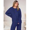 imageANRABESS Womens Fuzzy Fleece Pajama Set 2 Piece Outfits Lounge Cozy Knit Sweater Pj Sets 2025 Fall Winter Loungewear ClothesNavy Blue