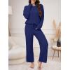 imageANRABESS Womens Fuzzy Fleece Pajama Set 2 Piece Outfits Lounge Cozy Knit Sweater Pj Sets 2025 Fall Winter Loungewear ClothesNavy Blue