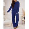 imageANRABESS Womens Fuzzy Fleece Pajama Set 2 Piece Outfits Lounge Cozy Knit Sweater Pj Sets 2025 Fall Winter Loungewear ClothesNavy Blue