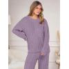 imageANRABESS Womens Fuzzy Fleece Pajama Set 2 Piece Outfits Lounge Cozy Knit Sweater Pj Sets 2025 Fall Winter Loungewear ClothesPurple