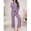 imageANRABESS Womens Fuzzy Fleece Pajama Set 2 Piece Outfits Lounge Cozy Knit Sweater Pj Sets 2025 Fall Winter Loungewear ClothesPurple