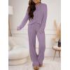 imageANRABESS Womens Fuzzy Fleece Pajama Set 2 Piece Outfits Lounge Cozy Knit Sweater Pj Sets 2025 Fall Winter Loungewear ClothesPurple