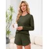 imageANRABESS Womens Long Sleeve Pajama Sets 2025 Fall 2 Piece Outfits Lounge Matching Short Set Striped Pjs Loungewear SleepwearArmy Green