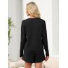 imageANRABESS Womens Long Sleeve Pajama Sets 2025 Fall 2 Piece Outfits Lounge Matching Short Set Striped Pjs Loungewear SleepwearBlack