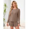 imageANRABESS Womens Long Sleeve Pajama Sets 2025 Fall 2 Piece Outfits Lounge Matching Short Set Striped Pjs Loungewear SleepwearLight Brown