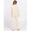 imageANRABESS Womens Pajama Sets Fuzzy Fleece 2 Piece Long Sleeve Sweater Knit Top Wide Leg Pants Lounge Pj Set 2025 Fall OutfitsBeige