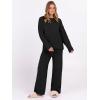 imageANRABESS Womens Pajama Sets Fuzzy Fleece 2 Piece Long Sleeve Sweater Knit Top Wide Leg Pants Lounge Pj Set 2025 Fall OutfitsBlack