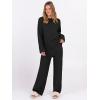 imageANRABESS Womens Pajama Sets Fuzzy Fleece 2 Piece Long Sleeve Sweater Knit Top Wide Leg Pants Lounge Pj Set 2025 Fall OutfitsBlack