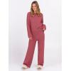 imageANRABESS Womens Pajama Sets Fuzzy Fleece 2 Piece Long Sleeve Sweater Knit Top Wide Leg Pants Lounge Pj Set 2025 Fall OutfitsBrick Red