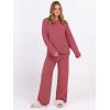 imageANRABESS Womens Pajama Sets Fuzzy Fleece 2 Piece Long Sleeve Sweater Knit Top Wide Leg Pants Lounge Pj Set 2025 Fall OutfitsBrick Red