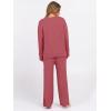 imageANRABESS Womens Pajama Sets Fuzzy Fleece 2 Piece Long Sleeve Sweater Knit Top Wide Leg Pants Lounge Pj Set 2025 Fall OutfitsBrick Red