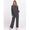 imageANRABESS Womens Pajama Sets Fuzzy Fleece 2 Piece Long Sleeve Sweater Knit Top Wide Leg Pants Lounge Pj Set 2025 Fall OutfitsDeep Gray