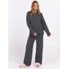 imageANRABESS Womens Pajama Sets Fuzzy Fleece 2 Piece Long Sleeve Sweater Knit Top Wide Leg Pants Lounge Pj Set 2025 Fall OutfitsDeep Gray