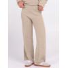 imageANRABESS Womens Pajama Sets Fuzzy Fleece 2 Piece Long Sleeve Sweater Knit Top Wide Leg Pants Lounge Pj Set 2025 Fall OutfitsLight Khaki