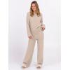 imageANRABESS Womens Pajama Sets Fuzzy Fleece 2 Piece Long Sleeve Sweater Knit Top Wide Leg Pants Lounge Pj Set 2025 Fall OutfitsLight Khaki