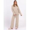 imageANRABESS Womens Pajama Sets Fuzzy Fleece 2 Piece Long Sleeve Sweater Knit Top Wide Leg Pants Lounge Pj Set 2025 Fall OutfitsLight Khaki