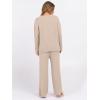 imageANRABESS Womens Pajama Sets Fuzzy Fleece 2 Piece Long Sleeve Sweater Knit Top Wide Leg Pants Lounge Pj Set 2025 Fall OutfitsLight Khaki