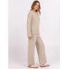 imageANRABESS Womens Pajama Sets Fuzzy Fleece 2 Piece Long Sleeve Sweater Knit Top Wide Leg Pants Lounge Pj Set 2025 Fall OutfitsLight Khaki